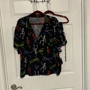 Multicolor Skeleton 2 piece pajama set.